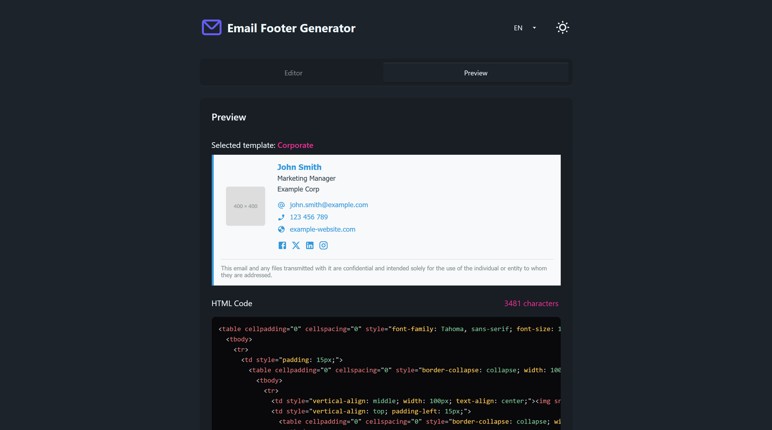 Email Footer Generator